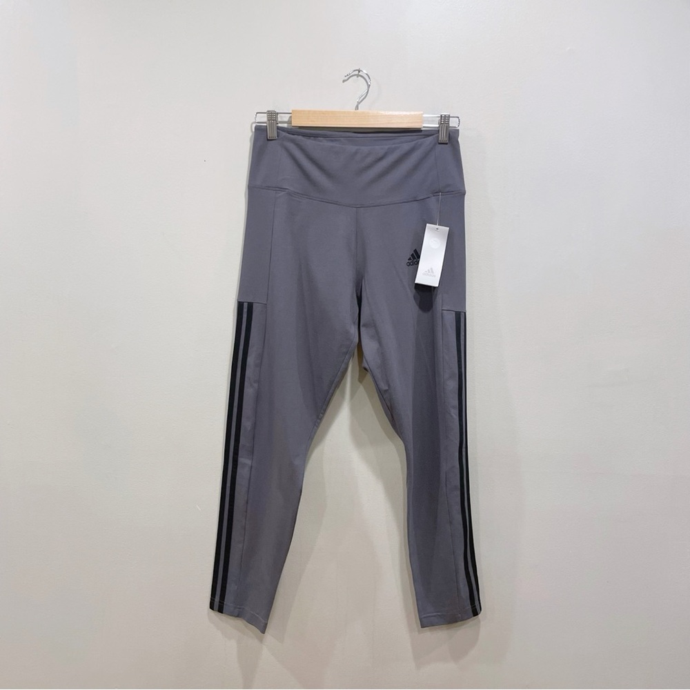 Adidas Gray Leggings with Black Stripes
